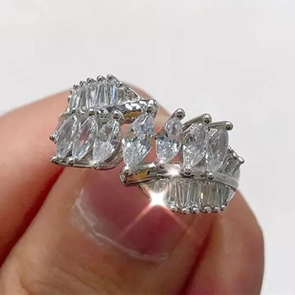 ❤Classy 925 Silver Plated Multi Marquise Cut CZ Ring, MARR9417